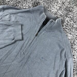 Nike Tiger Woods Sweater Mens Large Gray 1/4 Zip Mock Neck Golf Pullover